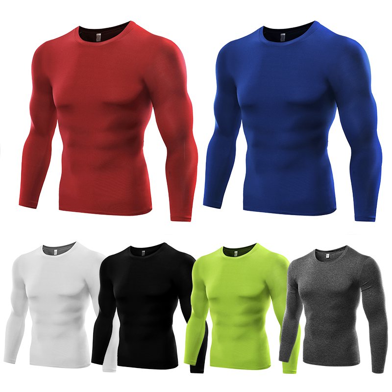 

Men Tracksuit for Boys Sport Bodybuilding Long Sleeve Running Quick Dry Slim Gym T-Shirt Sport Fitness Shirts, Red