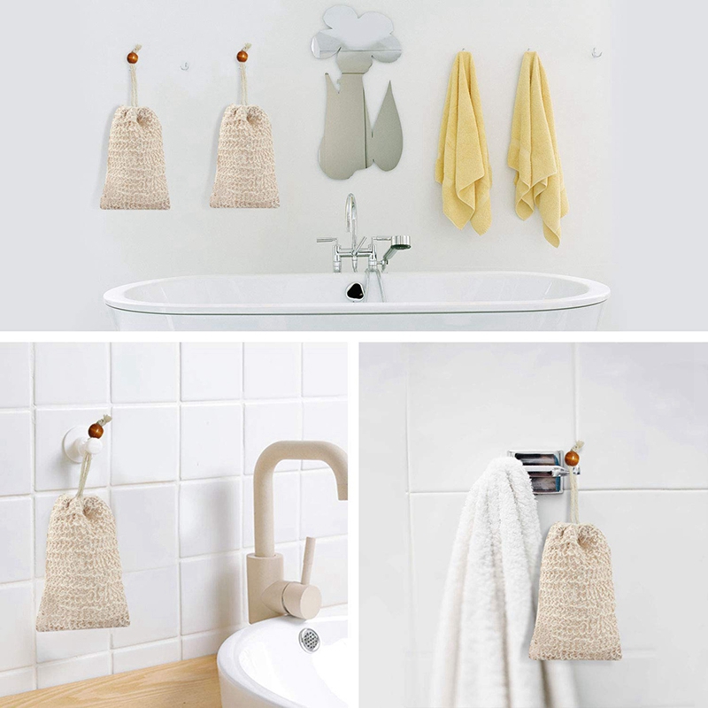 

New Ramie Soap Bags 10 Pack Natural Soap Bags with Drawstring Saver Pouch for Foaming, Drying Soaps, Exfoliating, Massage