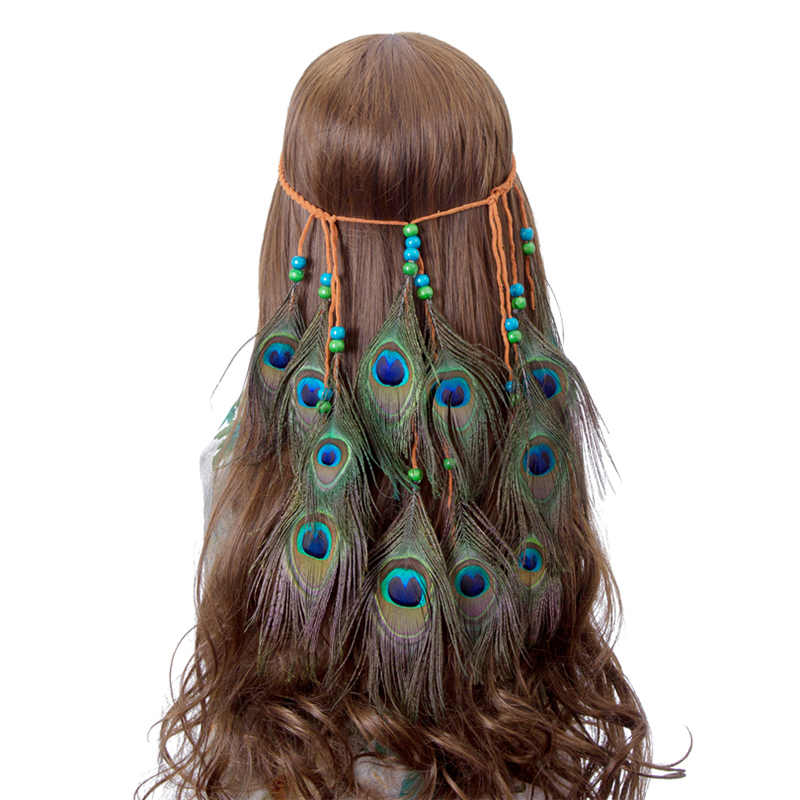 

Boho Hair Bands Tassel Fashion Handmade Women Indian Feather Headband Hairpiece With Beads Headdress For Carnival
