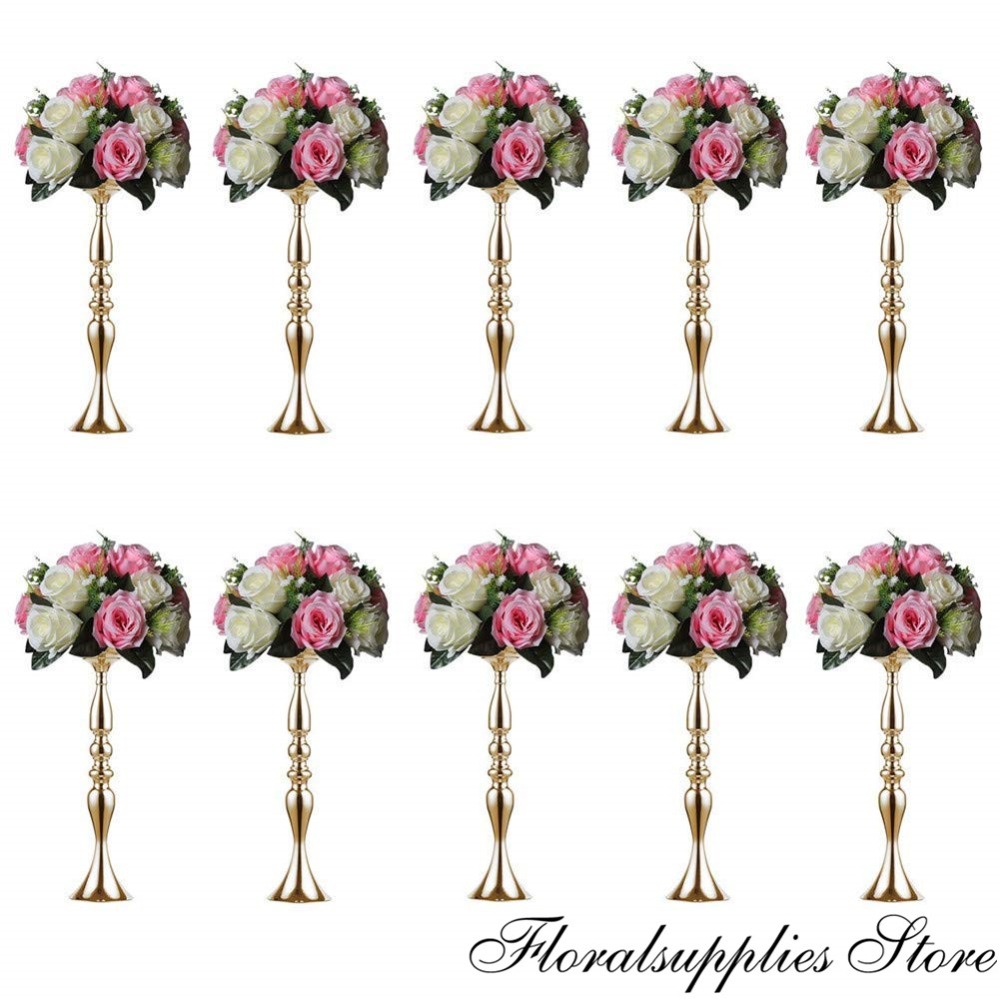 

15PCS 50 cm Tall Metal Candle Holder Candle Stand Wedding Centerpiece Event Road Lead Flower Rack Gold Vase