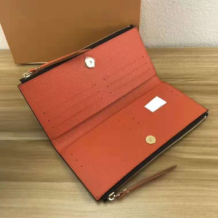 

Designer Wallet high quality Fold zipper Luxury mens wallet Designer brand women wallets Leather Handbags purses with BOX 61269, Red;black