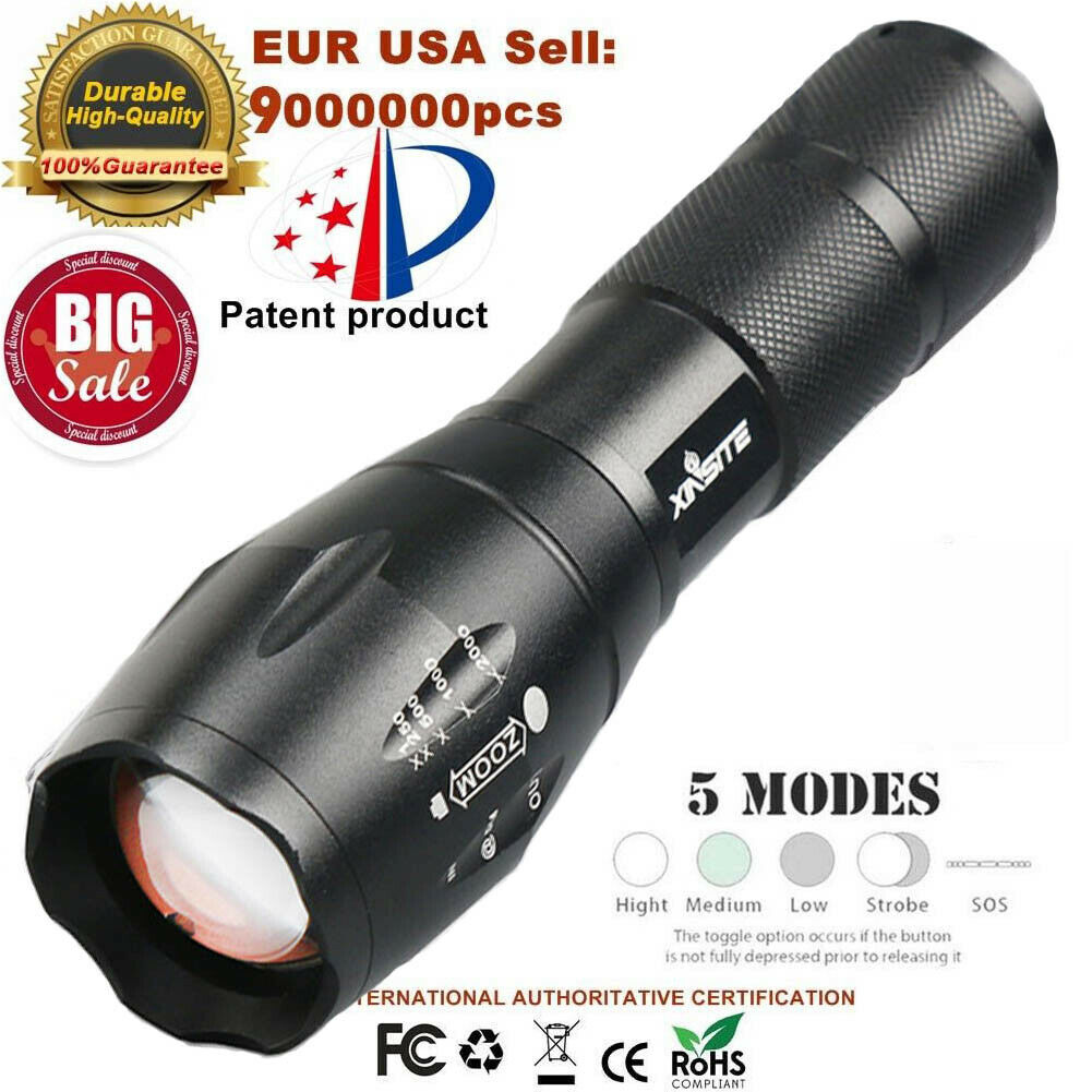 20pcs Zoomable Flashlights 5-Modes 50000LM T6 LED 18650 Focus Light Torch USA