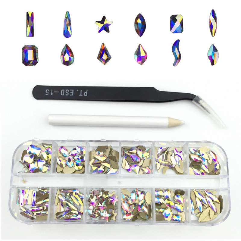 

nail art decorations Rhinestones set mix glitter glass nails stones rhinestone dimonds charms Crystal Manicure accessory cc-033