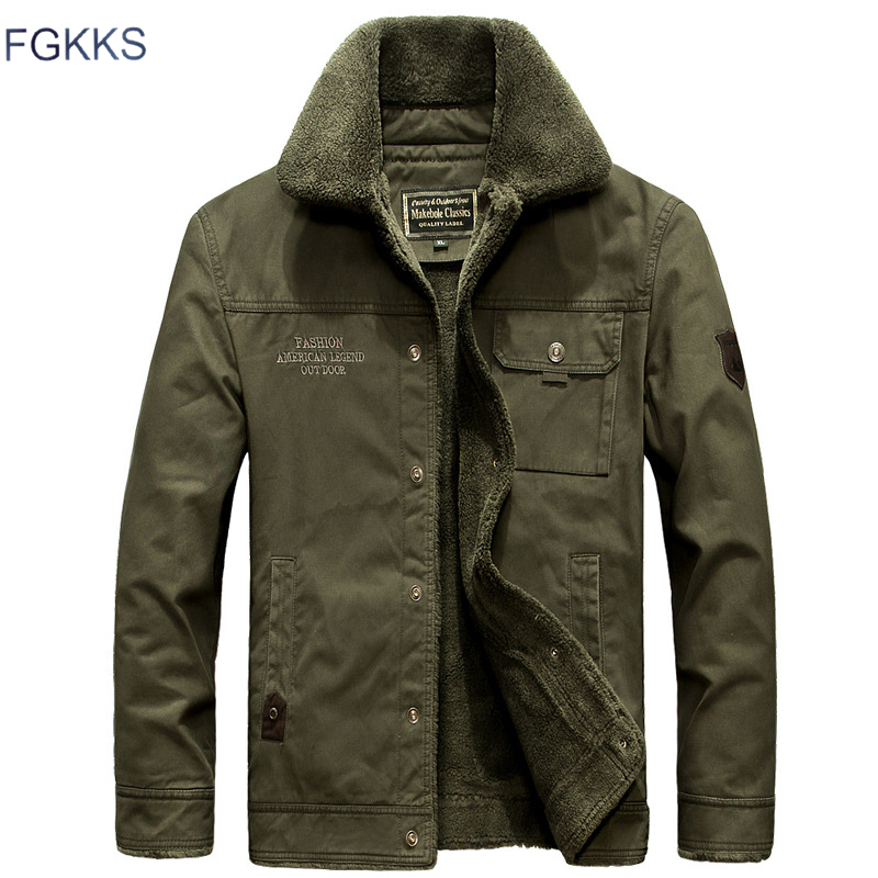 

FGKKS Men Army Jacket Coat 2019 Winter Male Warm Casual Jackets Outerwear Men's Fashion Bomber Jackets Coats, Black blue