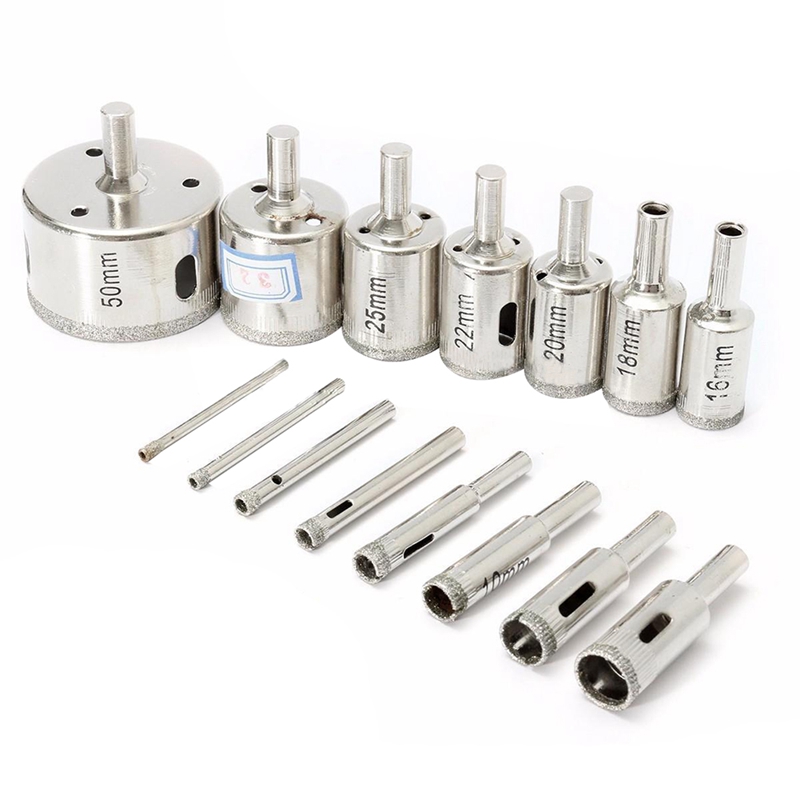 

15Pcs 3-50mm Drill Bit Hole Saw Cutter Tool Glass Marble Ceramic