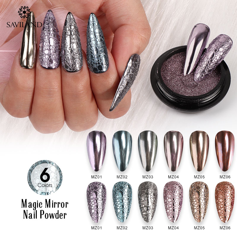 

SAVILAND Mirror Glitter Powder Holographic Reflected Pigment DIY Bubble Soak Off UV Lamp Nail Art Decorations Tools Voronoi