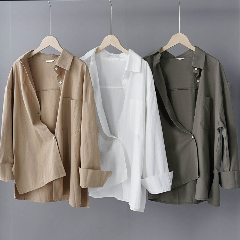 

2020 Spring Blouse Women 100% Cotton Long Sleeve Shirt Japanese Concise Style Lapel Soft Shirt Ladies Casual Tops, Blue