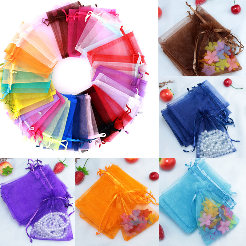 

Hot Sale Gift Wrapping 50PCS/Lot Popular Gift Pouches Party Decoration Wedding Organza Bags Jewelry Packaging Bags Drawable