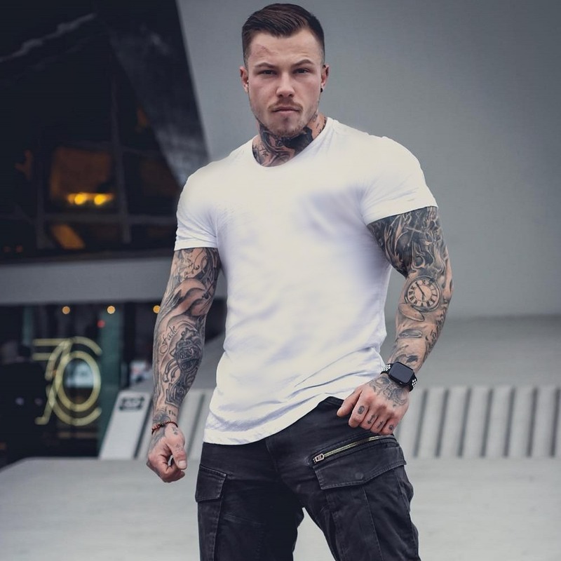 

Men's Casual T-shirt Summer Sports Quick-drying T-shirt Large size Solid Color Round Neck Short-sleeved fitness, Black