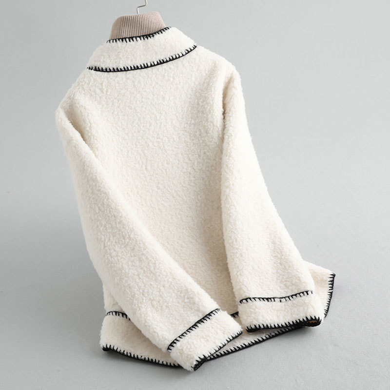 

Coat Fur Real Winter Coat Women Sheep Shearling Jacket Real Wool Female Short Korean Jackets Manteau Femme MY4441, Creamy white