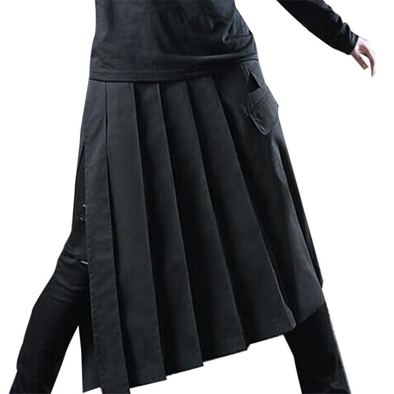 

Personalized Stage Performance Skirt Casual Pants Hip Hop Hombre Hip Hop Jupe Men Pants Falda Sweatpants Men Harem, Black