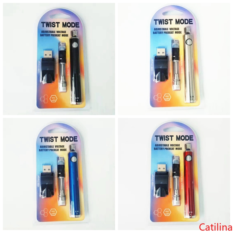 

Twist Mode E Cigarette Kit 650mAh eGo Twist VV Battery Vape Pen 0.5ml 1.0ml Cartridge Wireless USB Charger Thick Oil Vaporizer DHL