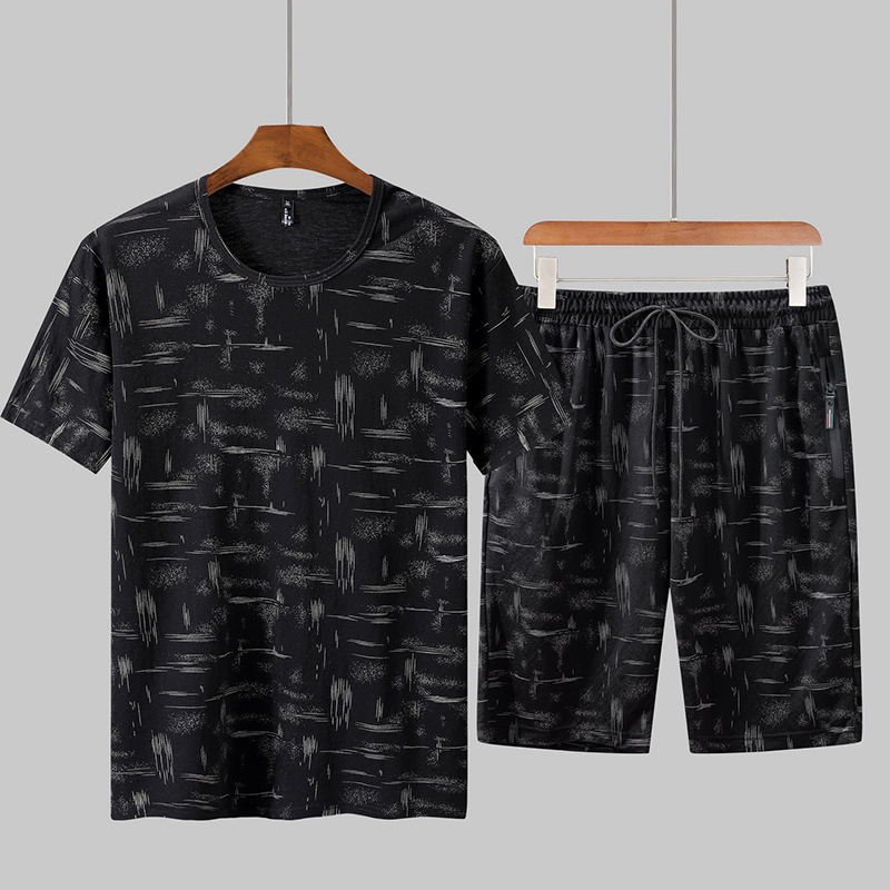 

Man's Summer Tracksuit Plus Size Shorts Male Tide Short-sleeved T-shirt Two Pieces Summer Sportswear Loose Short-sleeved Suit Hot Sale
