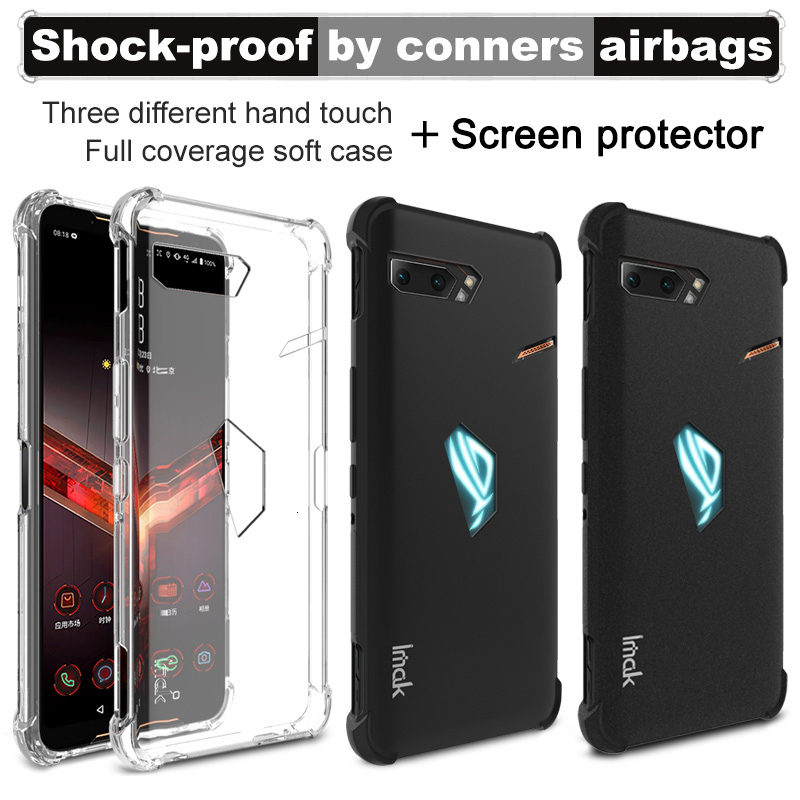 

for Asus ROG Phone 2 ZS660KL Case IMAK Shockproof Conners Airbags Soft TPU Back Cover Case for Asus ROG Phone II ZS660KL, Metal black