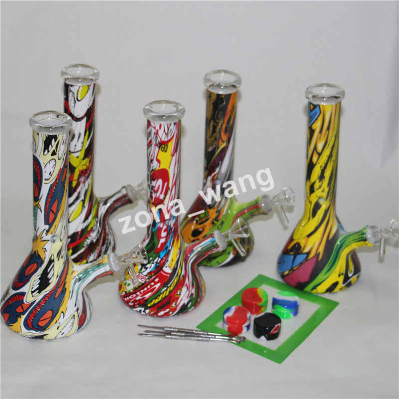 

BIG straight 15 inches colorful glass bongs with silicone dab pad water pipe boro dab rigs with 14 mm joint