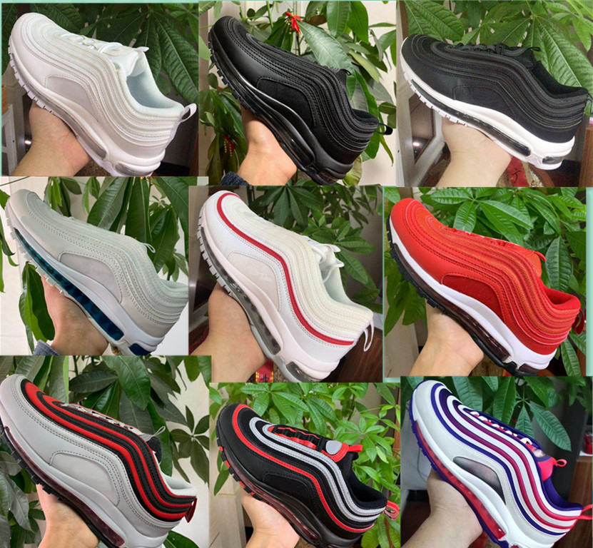 

97 Aurora Green Mens Running shoes Neon Black Reflective Silver Bred Triple white 97s Corduroy Pack Men women sports Sneakers, 19