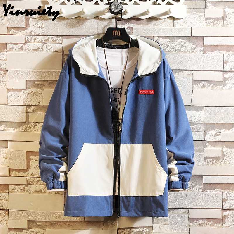 

Korean Desigan Spring Autumn Men' Plus Size Overcoat Hooded Blue Army Green Oversized Bomber Jacket Retro Elegant Male Coat 3XL