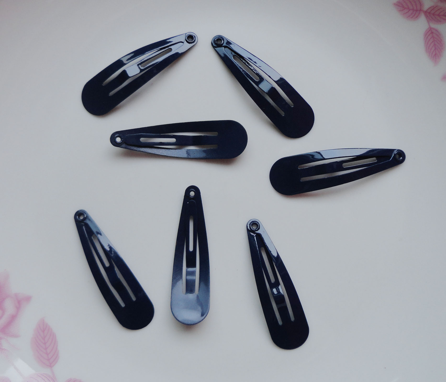 50PCS 4.0cm 1.50" Navy Round Head Tear Drop Plain Metal Snap Clips no hole at nickle free and lead free quality,BARGAIN for BULK-image-436191110