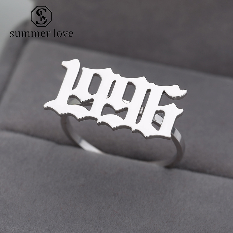 

Unique Design Stainless Steel Rings for Women Personalized Custom 1985-1997 Birth Year Initial Finger Rings Fashion Jewelry Gift