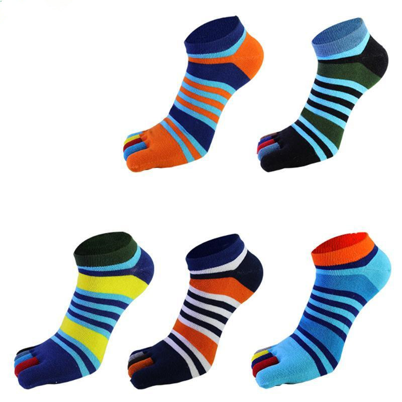 

5 Pairs/lots Summer New Mens Socks Cotton Five Finger Socks Casual Toe Breathable Ankle For Men, Multi