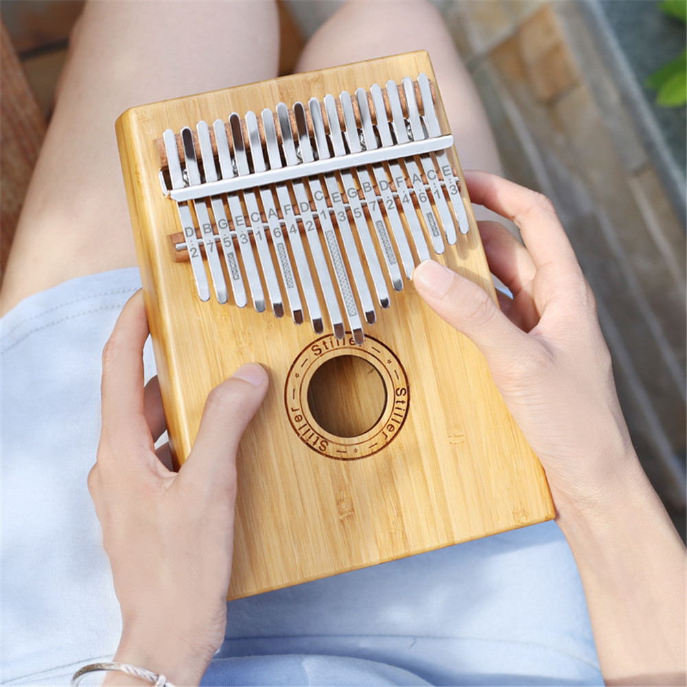 New 17 Keys wood color Kalimba Wood Mahogany Body Thumb Piano Musical Instrument accessories-image-484380846