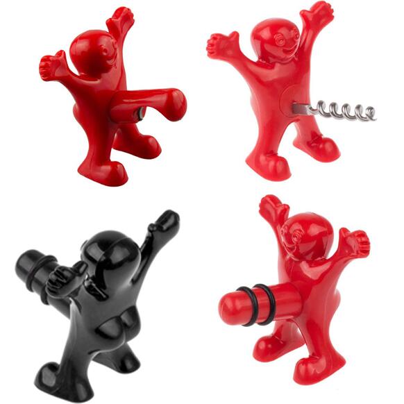 

100pcs Funny Happy Guy Beer Bottle Opener Red Wine Openers Stopper Crockscrew Stoppers Creative Bar Tool Kitchen Tools