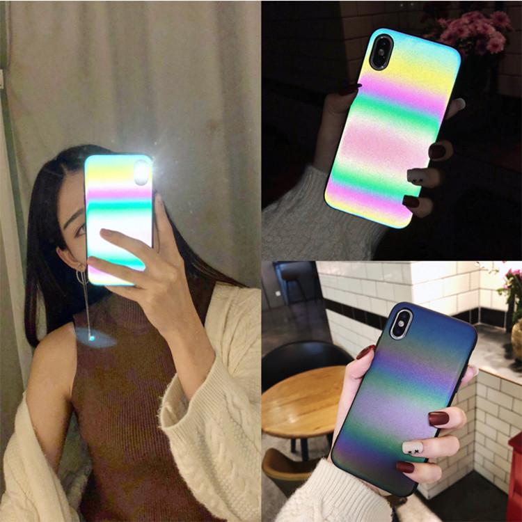 

Luxury design Rainbow Holographic Gradient Reflective Glitter Shining Phone Case for iPhone11 Pro Xs max XR X 7 6 8 Plus i8plus Back Cover, Mix colors