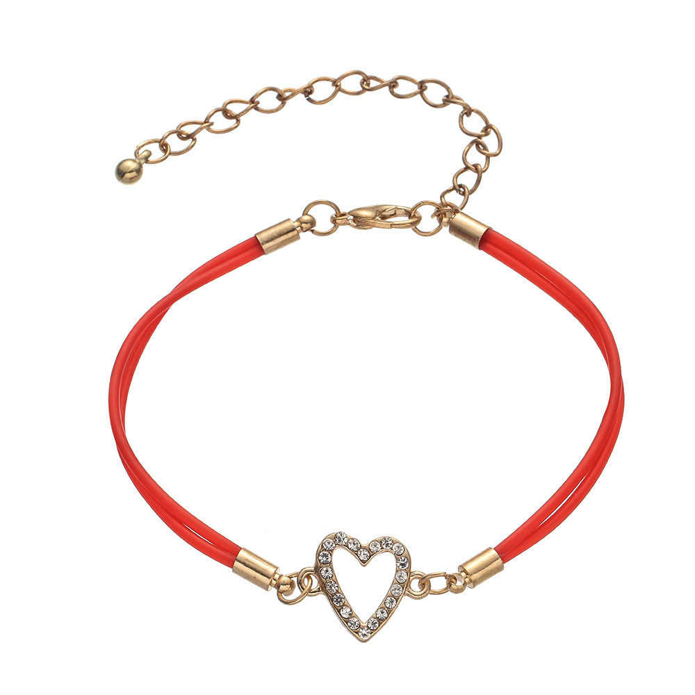 

Concise Alloy Diamond Love Two Hearts Form Bracelet Multicolor