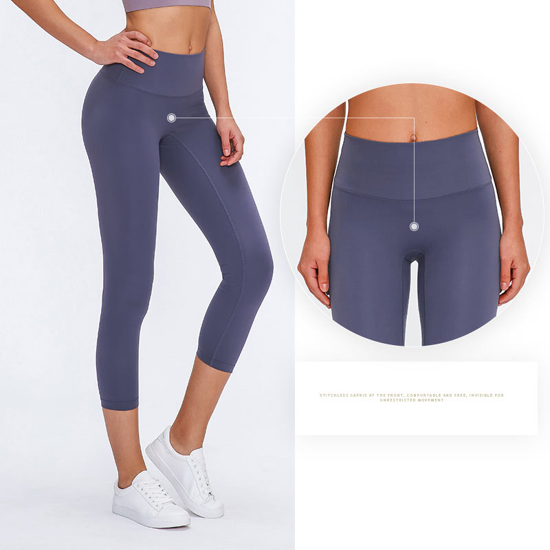 

L-25 Women Girls Yoga Cropped Pants Leggings Running Fitness Tights Solid Color Lady High Waist Sports Trousers, Black leopard print