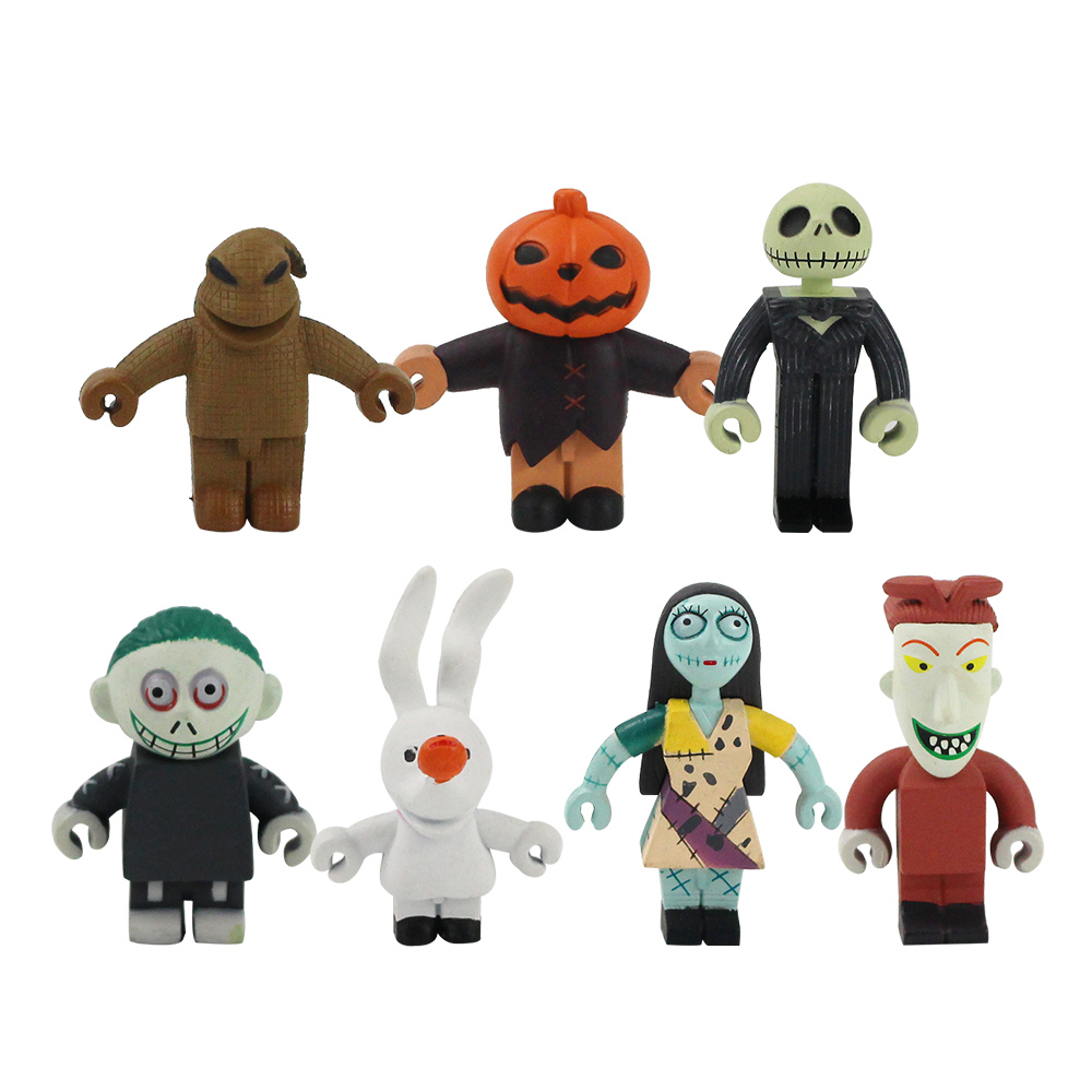 

5cm--6cm Nightmare Before Christmas Figures Jack Skellington Sally Barrel Lock Shock Zero Pumpkin Oogie Boogie Model