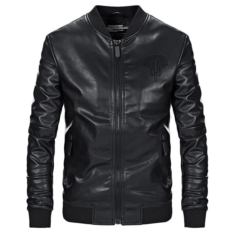 

Jackets Men Slim Fit Casual Outwear Jacket Spring Autumn Coat PU Leather Men Jacket Windbreaker Streetwear Clothes Nice New, Black