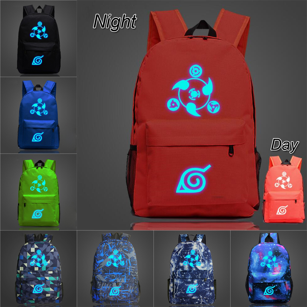 

Glow In The Night Naruto Sharingan printed kids backpacks 12 Colors 45*31*14cm fluorescent Kids Student schoolbags kids designer bags SS307, #01