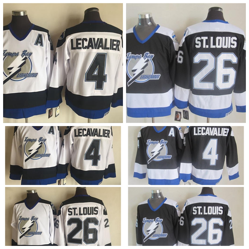 

Fashion Retro Tampa Bay Lightning Jesey 4 Vincent Lecavalier 26 Martin St. Louis Black White CCM Mens Stitched Hockey Jerseys, White 4 vincent lecavalier