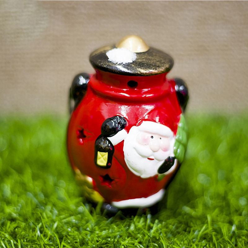 

Christmas Painted Home Cute Lanterns Bar Hanging Tree Ornament with Light Ceramic Craft Snowman Santa Claus Party Décor