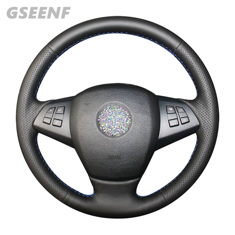 

Black Steering Wheel Cover Genuine Leather Hand-stitched Car Steering Wheel Covers For X6 E71 2008-2020 E70 X5 2008-2014