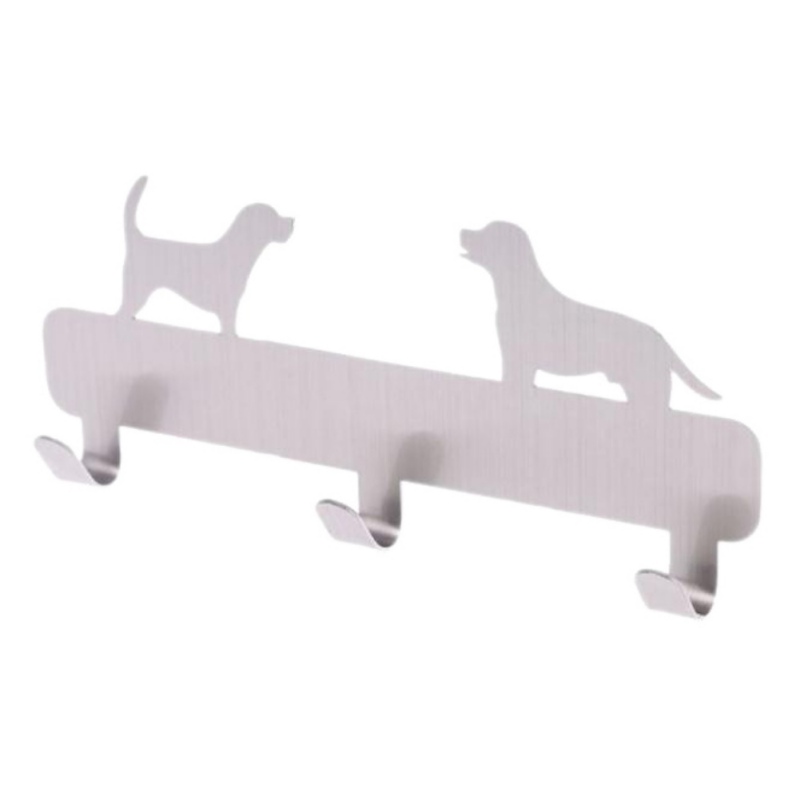 

Stainless Steel Wall Hook Dog Shaped Wall Hook Bathroom Punching-free Clothes Hanger Back Door Hanging Peg for Towel