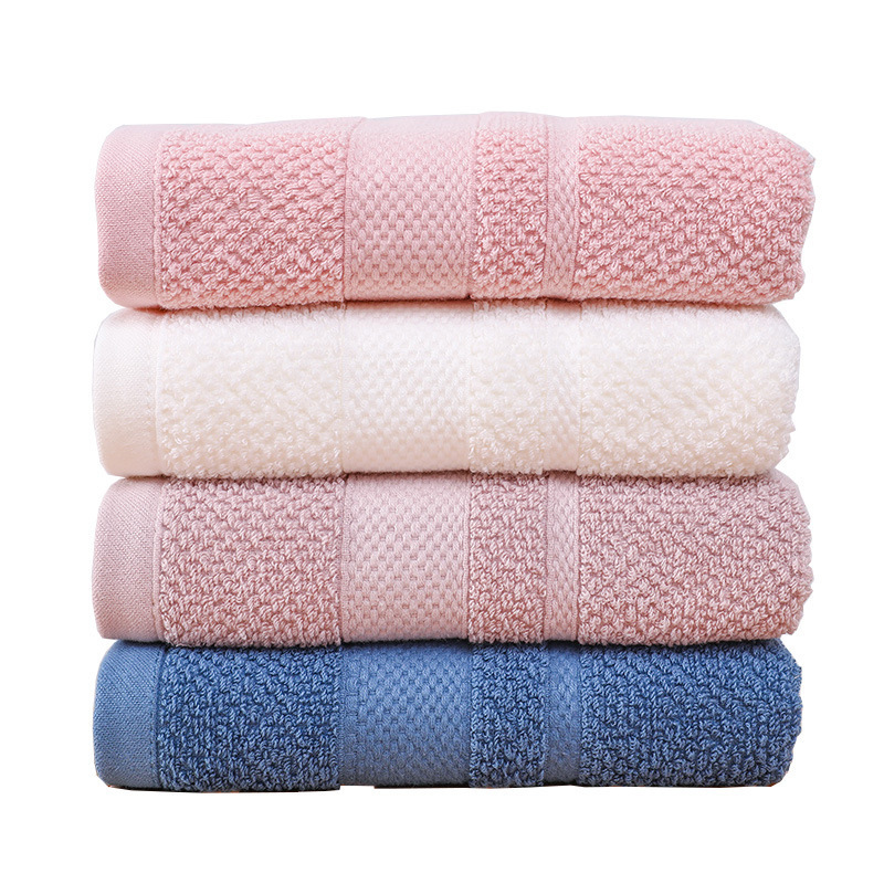 

4 Colors High Absorbent Face Towel Thick Cotton Solid Bath Towel Beach For Quick Dry Soft, Pink