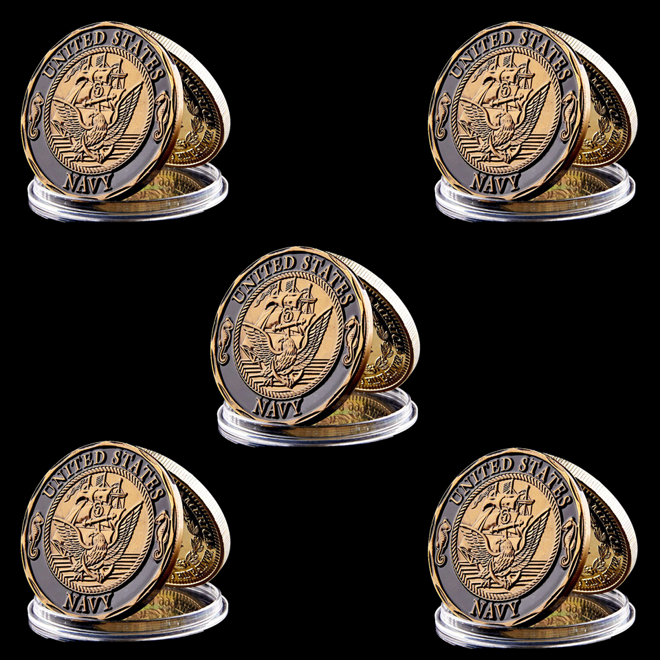 5pcs Navy Marines Challenge Coin Craft Shellback Crossing The Line Marine Corps Military 1oz Copper Badge-image-522494950
