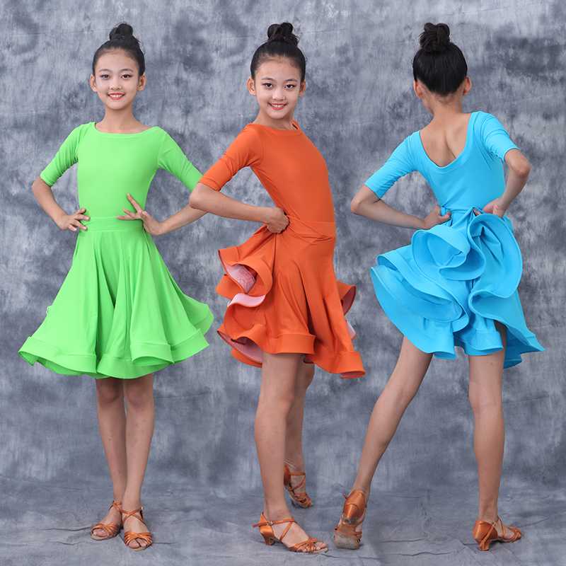 

2020 Children's Latin Dance Costumes Practice Clothes Girls Latin Competition Dance Dresses Chacha Tango Performance Clothes, As picture2