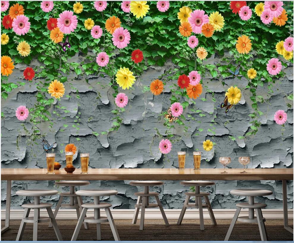 

WDBH 3d wallpaper custom photo Fashion garden colorful flowers mall restaurant background wall decoration home decor wall art 3d stickers, Non-woven wallpaper