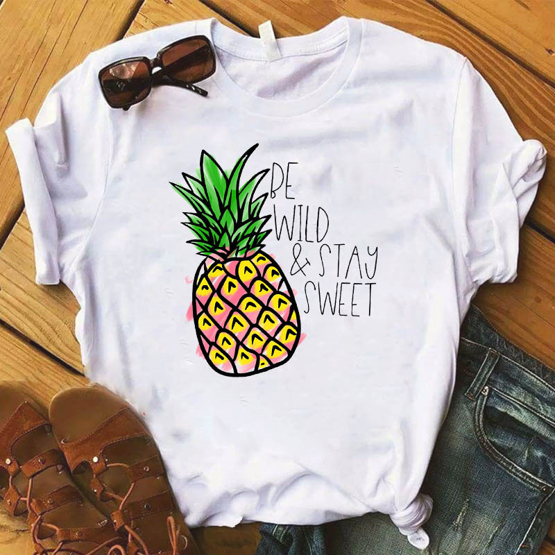 

2020 New pineapple fruits Clothing T-shirt Fashion Women casual Tee Top Graphic T Shirt Female Kawaii Camisas Mujer Clothes, 2241