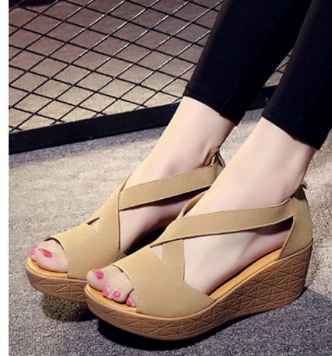 

2019 Women's Sandals in Summer with New style Slope heel Thick bottom waterproof table @51, White