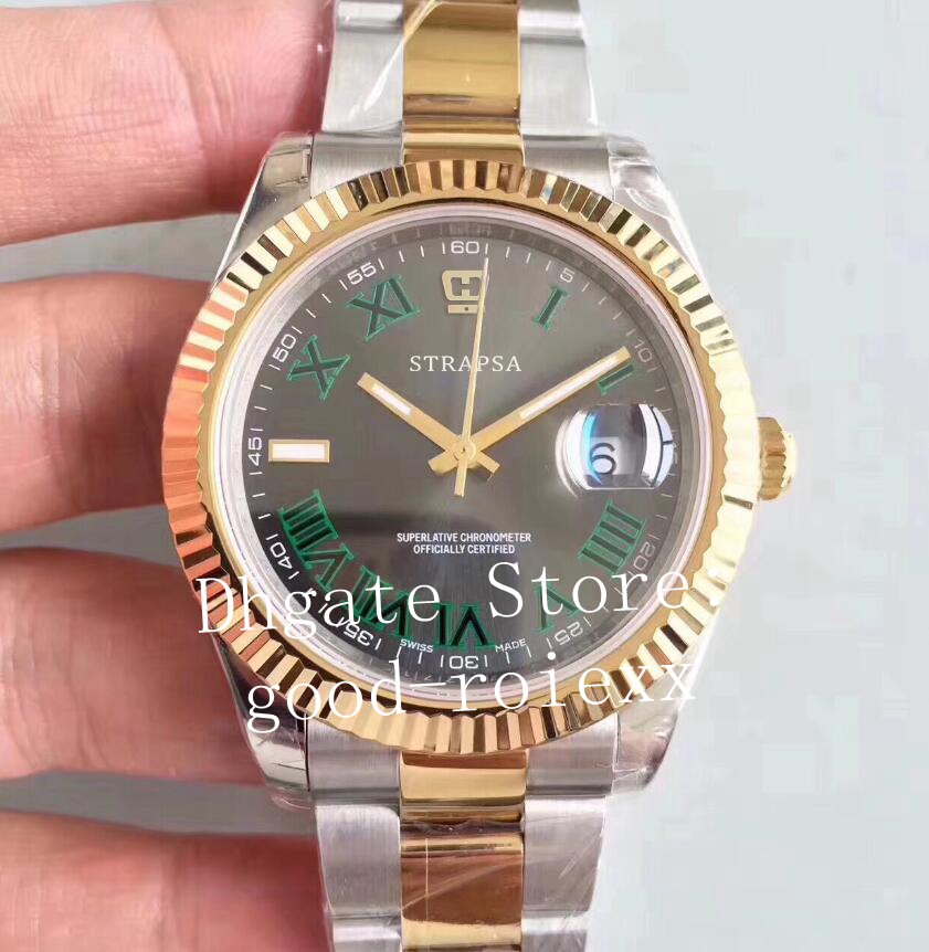 

Wristwatches EW Watch Men's Automatic Cal.3235 Wimbledon Men Grey Roman Dial 126333 Gold Steel 116333 EWF Date Watches, Style 1