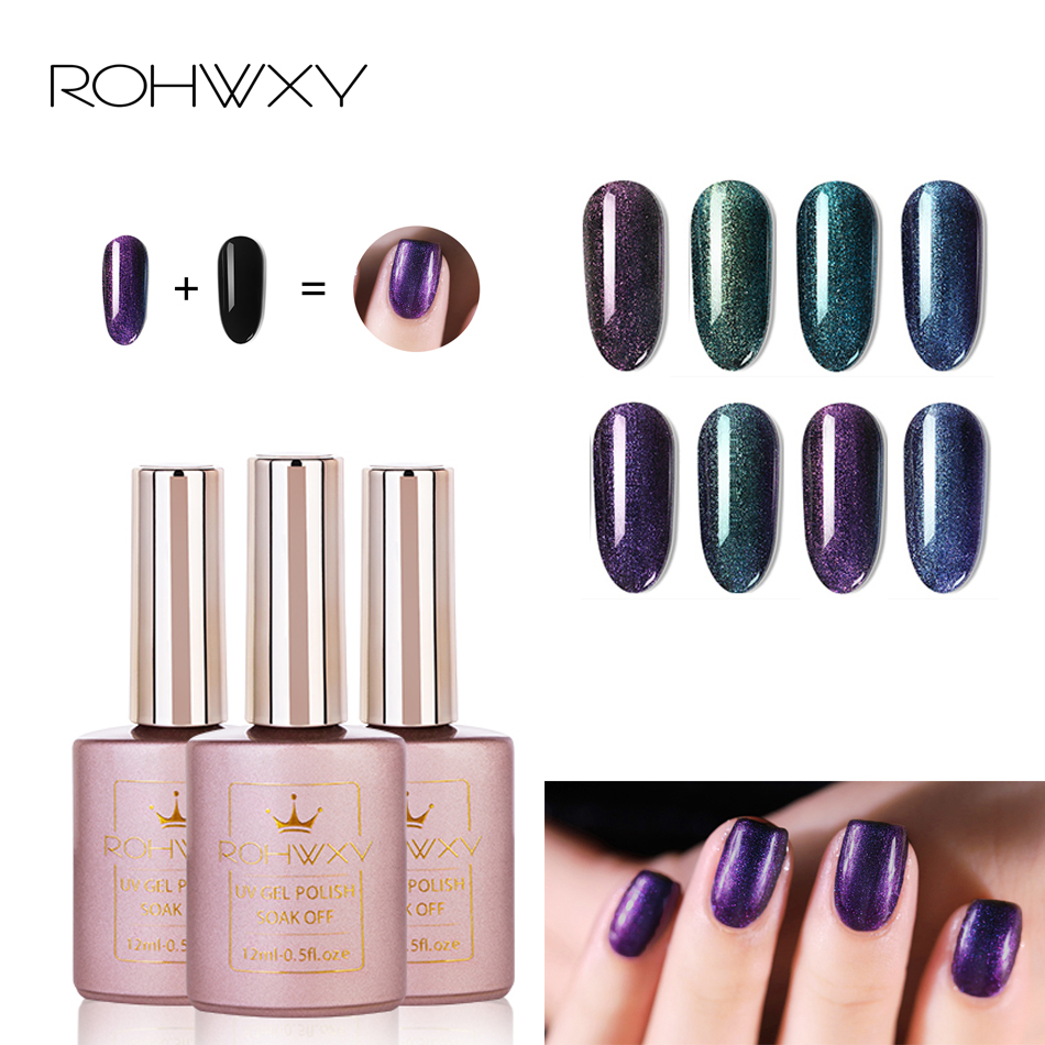 

ROHWXY Nail Gel UV LED Gel Polish Set Nail Polish Chameleon Varnish Hybrid Primer Black Base All For Manicure Art Design, A009(white)