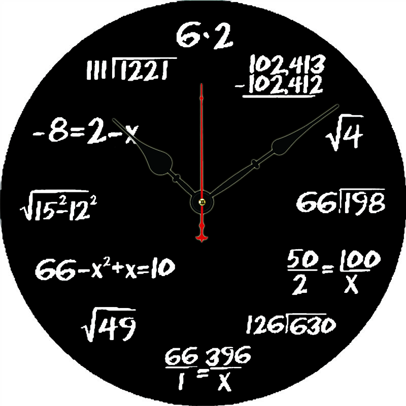 

Maths Equation Novelty Modern Design Quartz Silent Mechanism Wood Math Clock for School Classroom Teacher Office Wall Decor