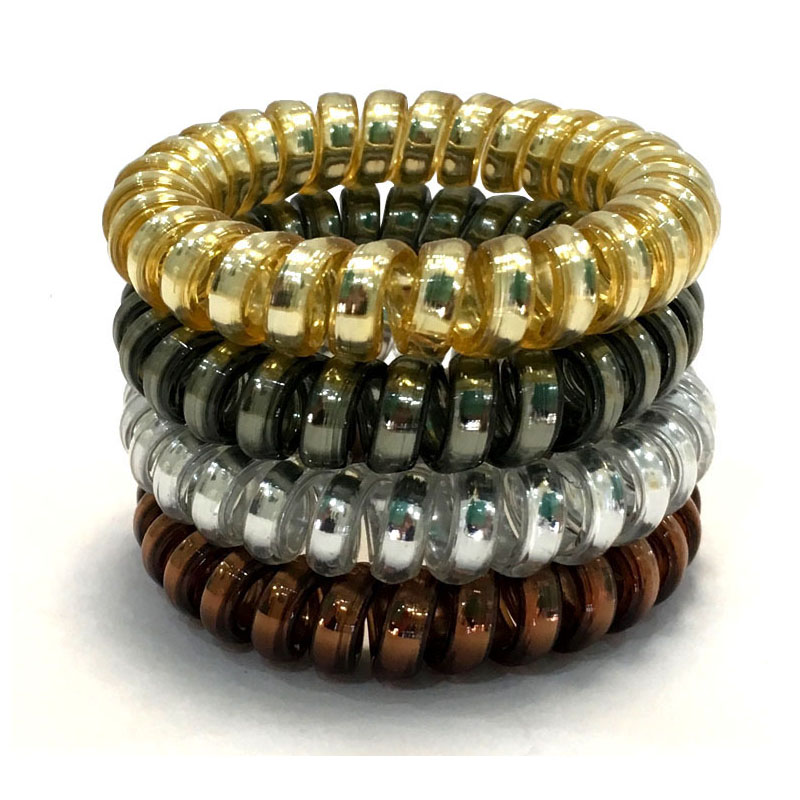 

Women Rubber Hair Ties Coil Elastic Hairbands Spiral Shape Hair Rope Girls Headwear Accessories Telephone Wire Cord Hair Ring, Size:5.5x5.5cm