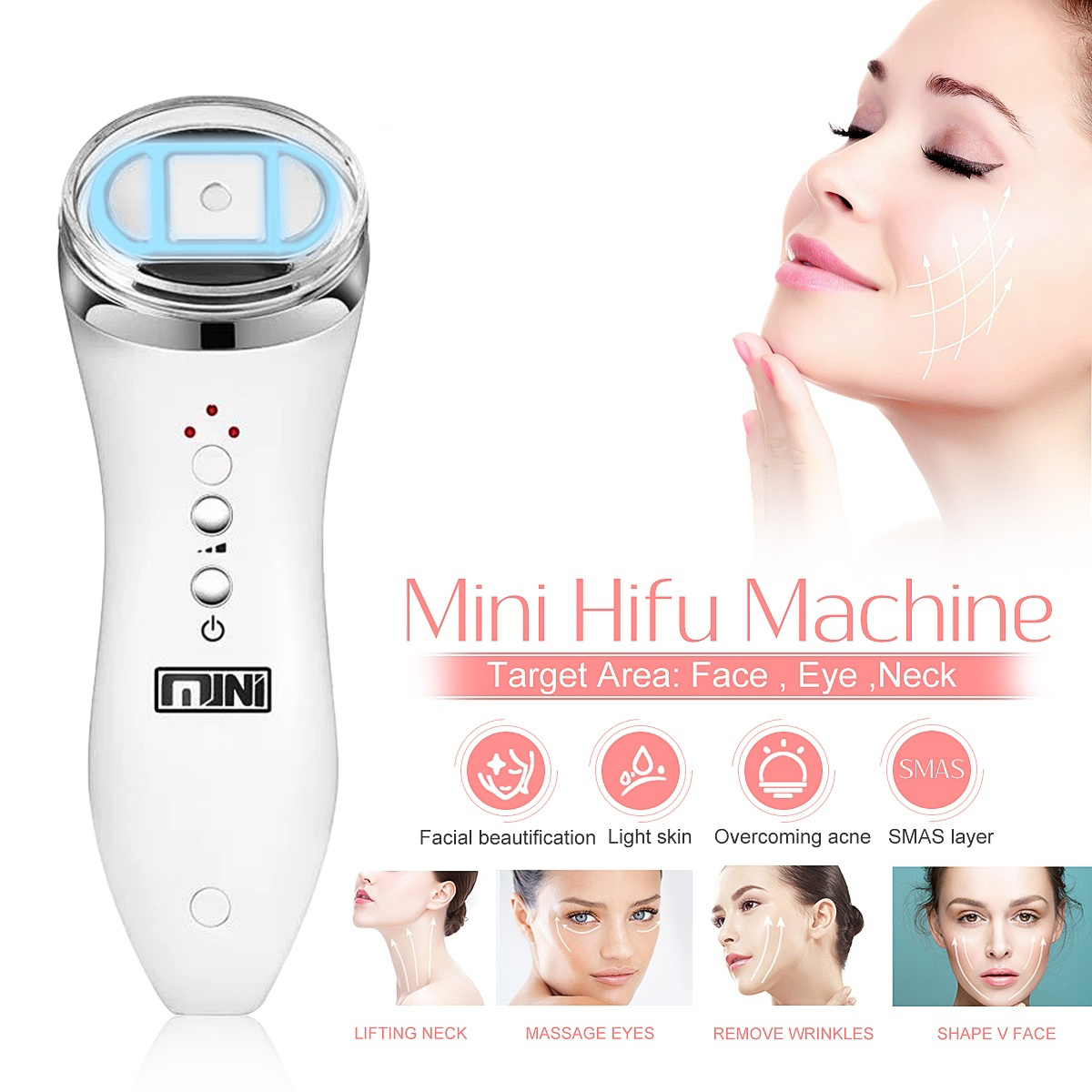 

High Intensity Focused Ultrasound Mini HIFU RF LED Ultrasound Anti-Aging Facial Skin Care Tighten Lifting Wrinkle Removal Beauty Machine