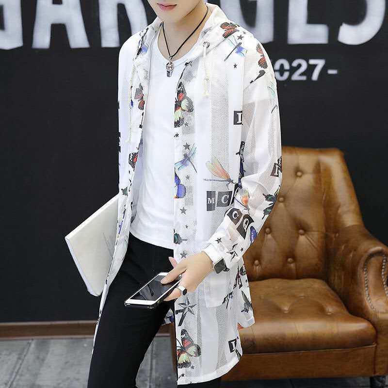 

Summer light jacket for men 2020 new Korean slim men' jacket long and handsome windbreaker sunscreen clothes fishing clothes, Ccc88