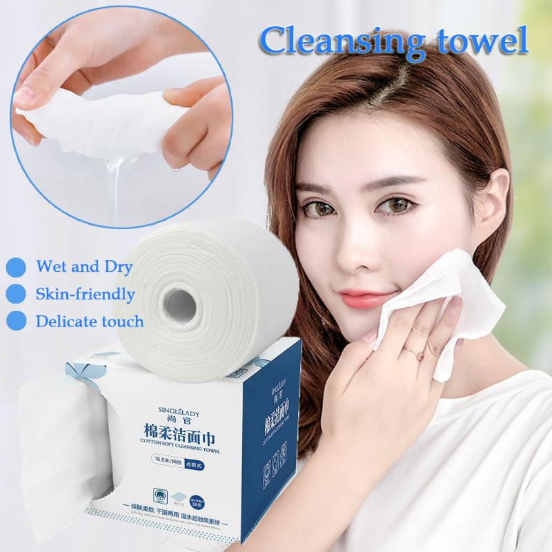 

Travel Cotton Disposable Wash Towel Soft Clean Beauty Towel Uncompressed Wet and Dry Roll Paper Cleansing Towels 2020