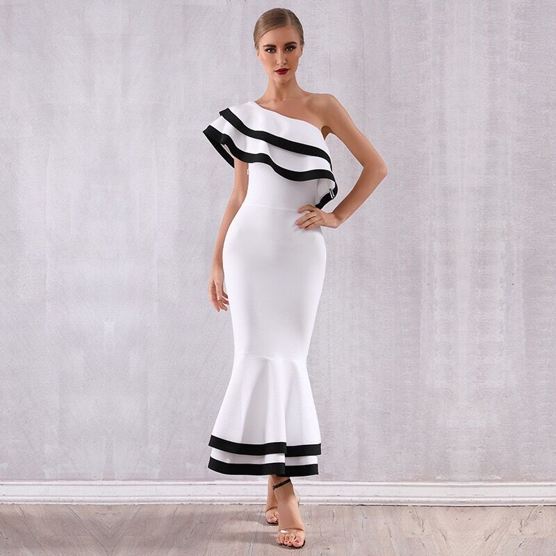

Bandage Dress Top Quality Women Elegant Ngiht CLub Bodycon Evening Party Dresses, White